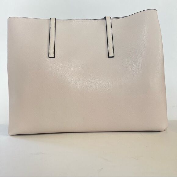 Mellow World Laser Cut Neutral Colorblock Cream Tan Large Tote Bag Purse Set - Picture 13 of 13